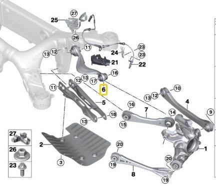 Lower Wishbone Left Hand for Rear Axle G30 G31