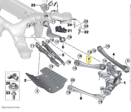 Guide Rod Right Hand for Rear Axle G30 G31 F90 G11 G12 G14 G15